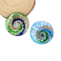 MC0022 Factory Outlet Gold Dust Swirl Flat Round Lampwork Glass Shell Pendants 12pcs/box